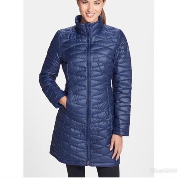 Patagonia Fiona Down Parka Coat Navy Blue XS Zip Front Interior Pockets Puffer - Picture 1 of 11